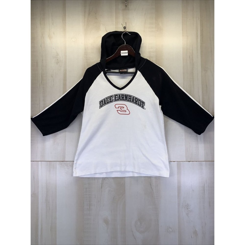 Vintage Chase Authentication Dale Earnhardt 3 Womens 3/4 Sleeve Hooded V Neck L